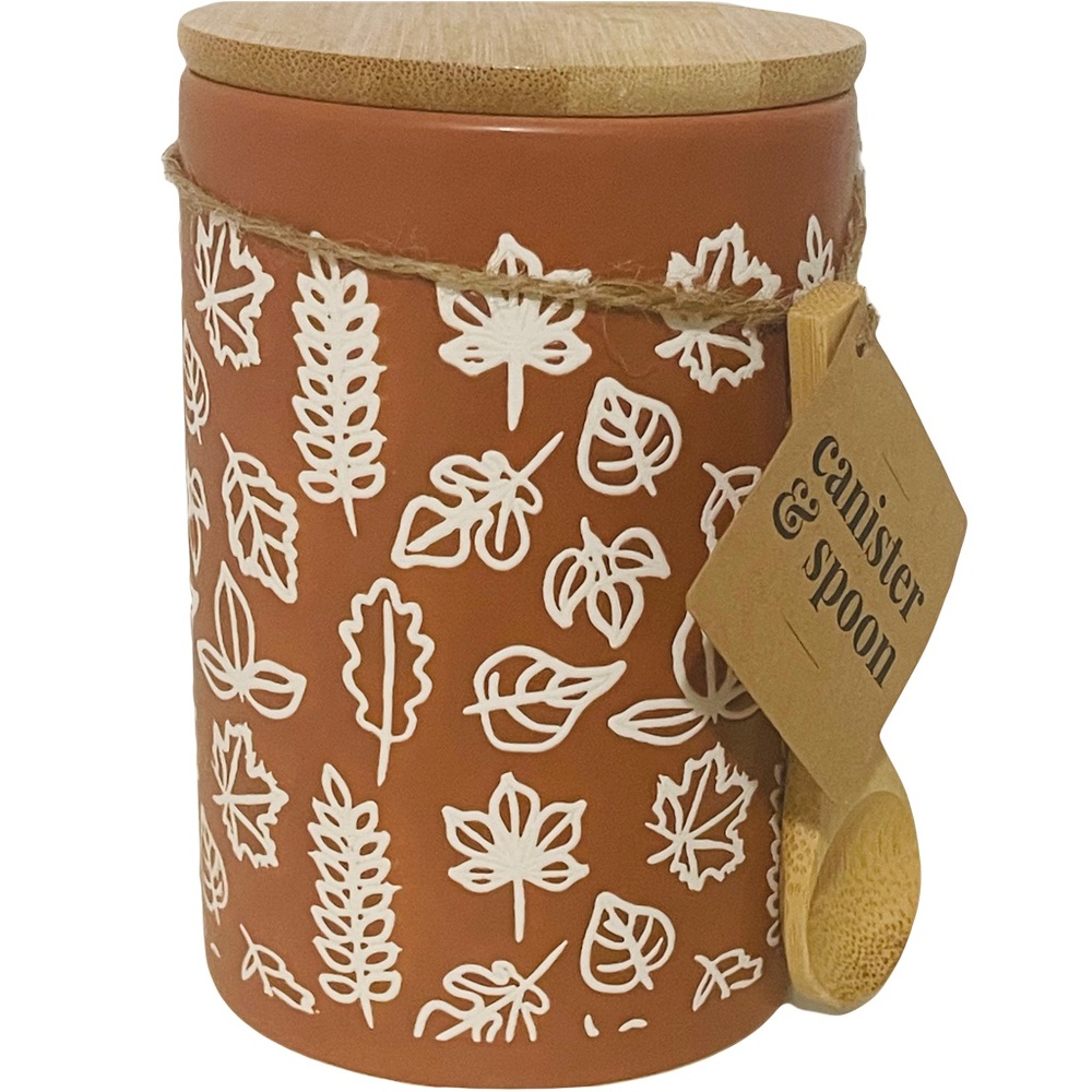 Eccolo brown Fall print Fall Halloween canister and spoon set